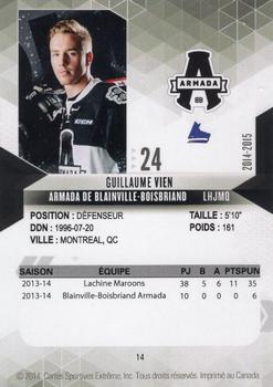 2014-15 Extreme Blainville-Boisbriand Armada QMJHL #14 Guillaume Vien Back