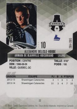 2014-15 Extreme Blainville-Boisbriand Armada QMJHL #22 Alexandre Delisle-Houde Back