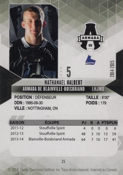 2014-15 Extreme Blainville-Boisbriand Armada QMJHL #25 Nathanael Halbert Back