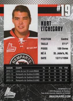 2014-15 Imaginaire.com Quebec Remparts (QMJHL) #11 Kurt Etchegary Back