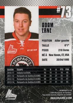 2014-15 Imaginaire.com Quebec Remparts (QMJHL) #19 Adam Erne Back