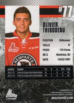 2014-15 Imaginaire.com Quebec Remparts (QMJHL) #21 Olivier Thibodeau Back