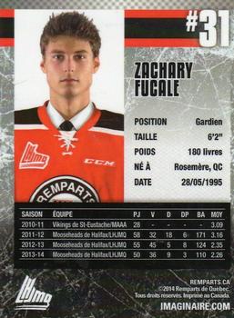 2014-15 Quebec Remparts (QMJHL) Update #NNO Zachary Fucale Back