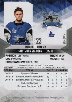 2014-15 Extreme Saint John Sea Dogs QMJHL #NNO Mitchell Dempsey Back