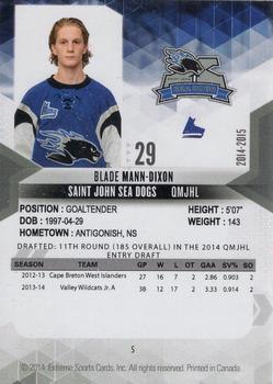 2014-15 Extreme Saint John Sea Dogs QMJHL #NNO Blade Mann-Dixon Back