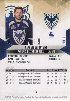 2014-15 Extreme Sherbrooke Phoenix QMJHL #9 Raphael Lafontaine Back