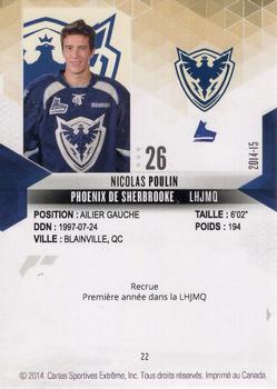 2014-15 Extreme Sherbrooke Phoenix QMJHL #22 Nicolas Poulin Back