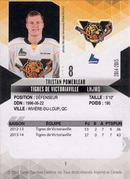 2014-15 Extreme Victoriaville Tigres QMJHL #3 Tristan Pomerleau Back