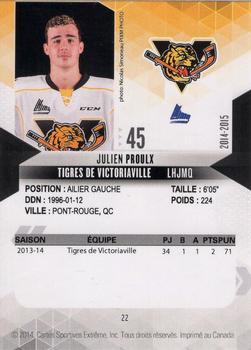 2014-15 Extreme Victoriaville Tigres QMJHL #22 Julien Proulx Back