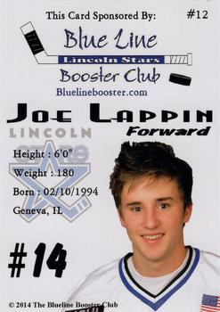 2014-15 Blueline Booster Club Lincoln Stars (USHL) #12 Joe Lappin Back