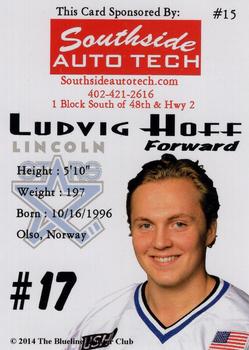 2014-15 Blueline Booster Club Lincoln Stars (USHL) #15 Ludvig Hoff Back