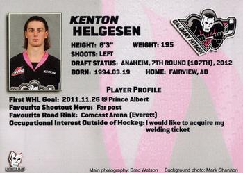 2014-15 Calgary Hitmen (WHL) #NNO Kenton Helgesen Back