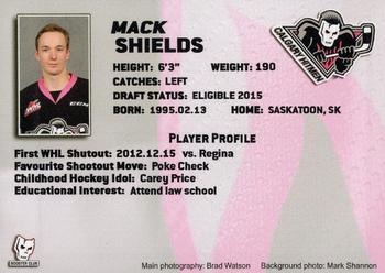 2014-15 Calgary Hitmen (WHL) #NNO Mack Shields Back