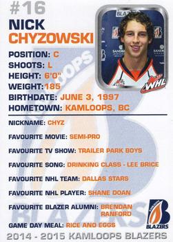 2014-15 Kamloops Blazers (WHL) #3 Nick Chyzowski Back