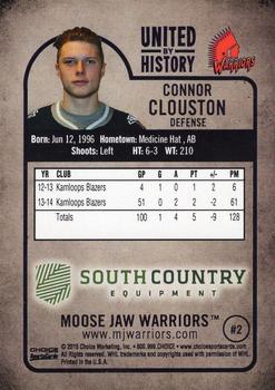2014-15 Choice Moose Jaw Warriors (WHL) #NNO Connor Clouston Back