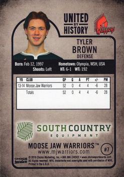 2014-15 Choice Moose Jaw Warriors (WHL) #NNO Tyler Brown Back