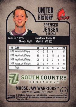 2014-15 Choice Moose Jaw Warriors (WHL) #NNO Spenser Jensen Back