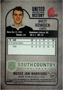 2014-15 Choice Moose Jaw Warriors (WHL) #NNO Brett Howden Back