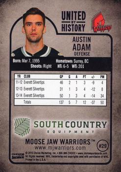 2014-15 Choice Moose Jaw Warriors (WHL) #NNO Austin Adam Back