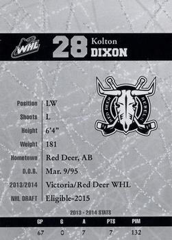 2014-15 Red Deer Rebels (WHL) #NNO Kolton Dixon Back
