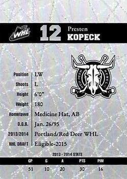 2014-15 Red Deer Rebels (WHL) #NNO Presten Kopeck Back