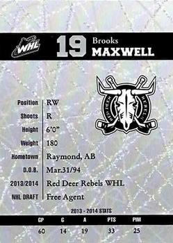 2014-15 Red Deer Rebels (WHL) #NNO Brooks Maxwell Back