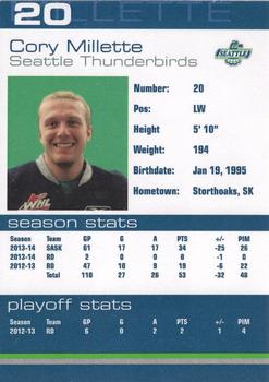 2014-15 Booster Club Seattle Thunderbirds (WHL) #15 Cory Millette Back