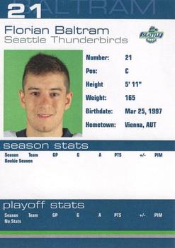 2014-15 Booster Club Seattle Thunderbirds (WHL) #16 Florian Baltram Back