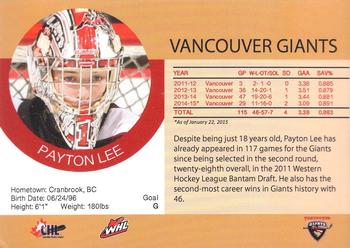 2014-15 Vancouver Giants (WHL) #NNO Payton Lee Back