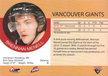 2014-15 Vancouver Giants (WHL) #NNO Brennan Menell Back