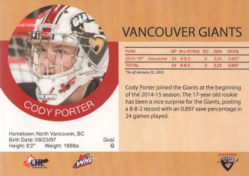 2014-15 Vancouver Giants (WHL) #NNO Cody Porter Back