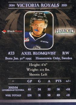 2014-15 Black Press Victoria Royals (WHL) #NNO Axel Blomqvist Back