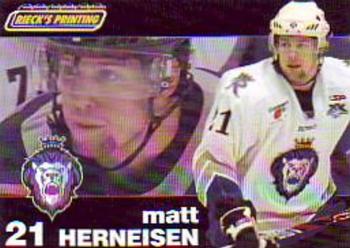 2007-08 Rieck's Printing Reading Royals (ECHL) #7 Matt Herneisen Front