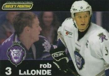 2007-08 Rieck's Printing Reading Royals (ECHL) #12 Rob LaLonde Front