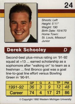 1992-93 Western Michigan Broncos (NCAA) #NNO Derek Schooley Back