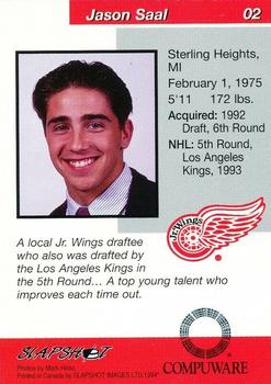 1993-94 Slapshot Detroit Jr. Red Wings (OHL) #2 Jason Saal Back