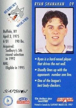 1994-95 Slapshot Sudbury Wolves (OHL) #9 Ryan Shanahan Back