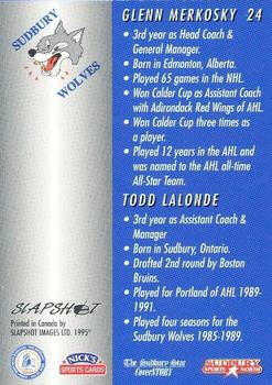 1994-95 Slapshot Sudbury Wolves (OHL) #24 Todd Lalonde Back
