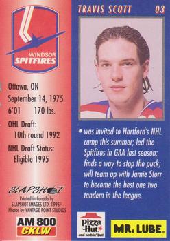 1994-95 Slapshot Windsor Spitfires (OHL) #3 Travis Scott Back