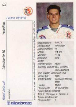 1994-95 IHA DEL (German) #83 Rafael Jedamzik Back