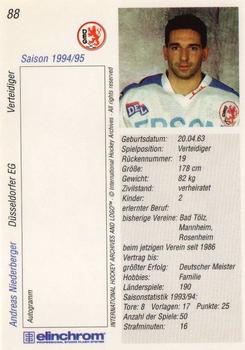 1994-95 IHA DEL (German) #88 Andreas Niederberger Back