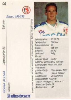 1994-95 IHA DEL (German) #90 Thorsten van Leyen Back