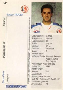 1994-95 IHA DEL (German) #92 Pierre Rioux Back