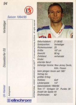 1994-95 IHA DEL (German) #94 Uli Hiemer Back