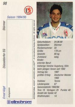 1994-95 IHA DEL (German) #98 Ernst Köpf Back