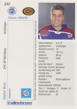 1994-95 IHA DEL (German) #340 Stefan Bauer Back