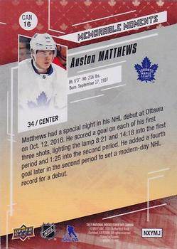 2017 Upper Deck National Hockey Card Day Canada #CAN16 Auston Matthews Back
