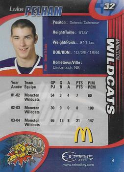 2004-05 Extreme Moncton Wildcats (QMJHL) #9 Luke Pelham Back