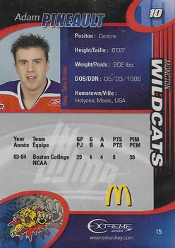 2004-05 Extreme Moncton Wildcats (QMJHL) #15 Adam Pineault Back