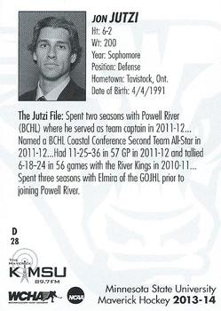 2013-14 KMSU 89.7 FM Minnesota State Mavericks (NCAA) #NNO Jon Jutzi Back
